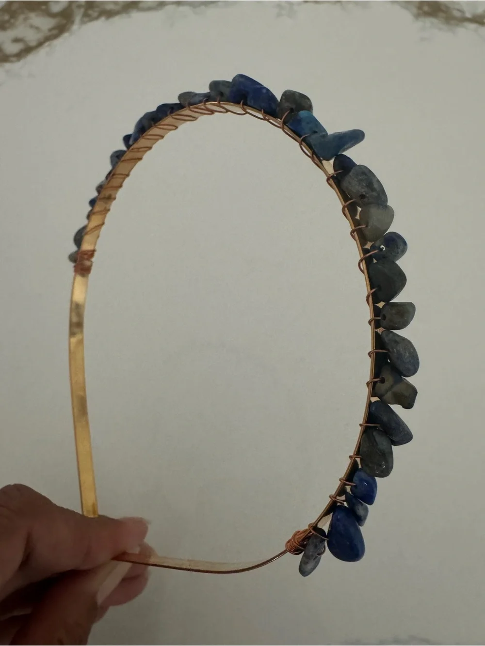 Blue Stone Wire-Wrapped Headband